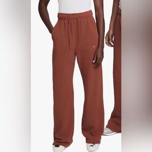 Nike Pants, Women’s Small S, Plush Fleece in Red Orange High Rise Wide Leg Flare